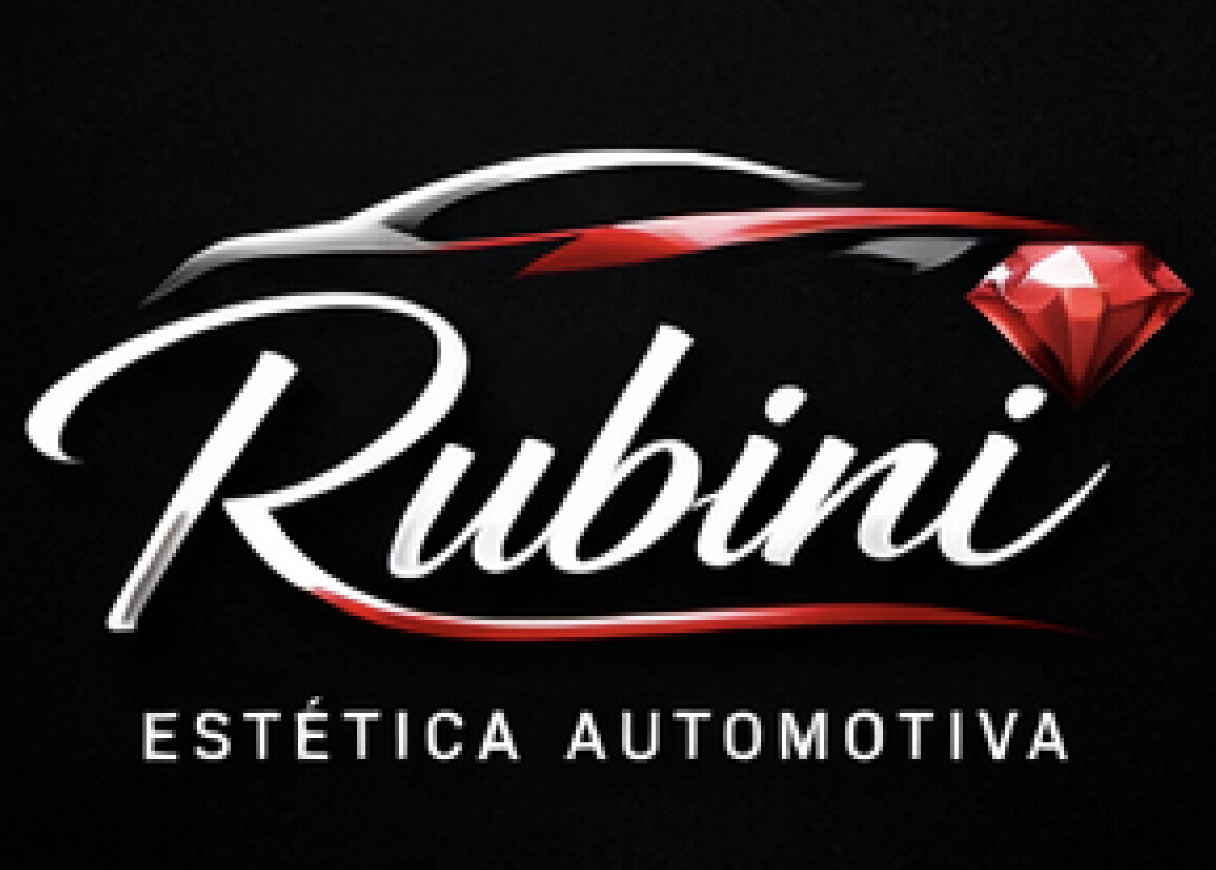 Logo da Rubini Estética Automotiva com silhueta de carro e rubi vermelho.